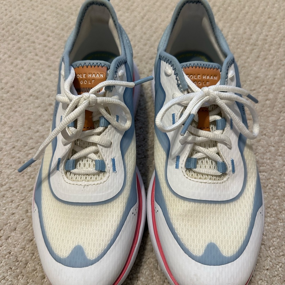 Cole Haan White and Blue Sneakers with Pink Sole